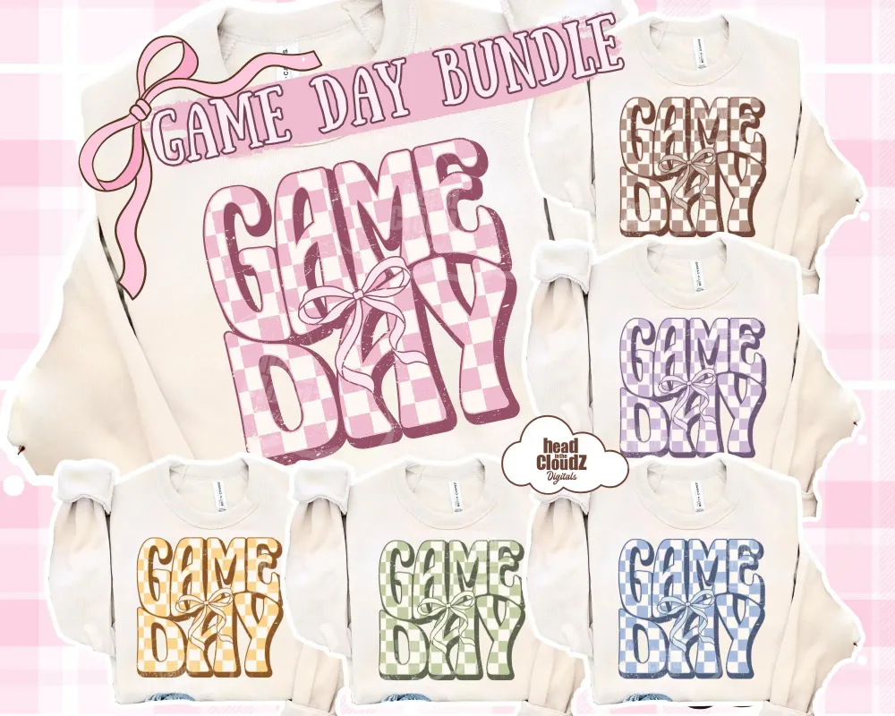 Coquette Checker Game Day Bundle (Distressed & Non Distressed PNG)